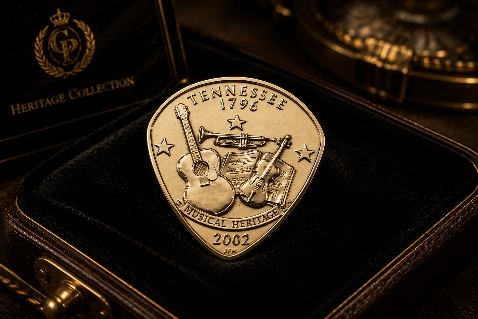 Handmade coin guitar pick made from an authentic U.S. coin