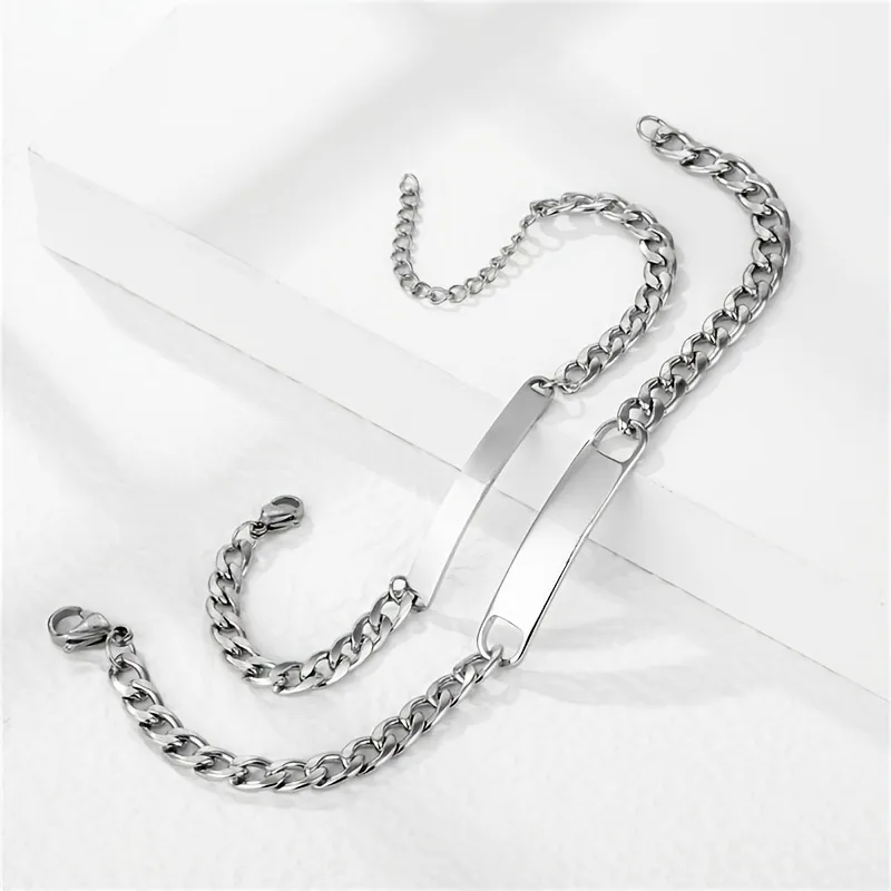 unisex Cuban Link Bracelet Custom Engraving - Image 4