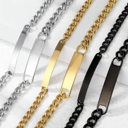 unisex Cuban Link Bracelet Custom Engraving