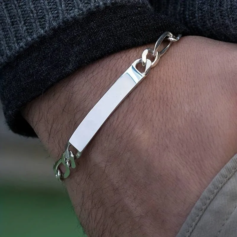 unisex Cuban Link Bracelet Custom Engraving - Image 2