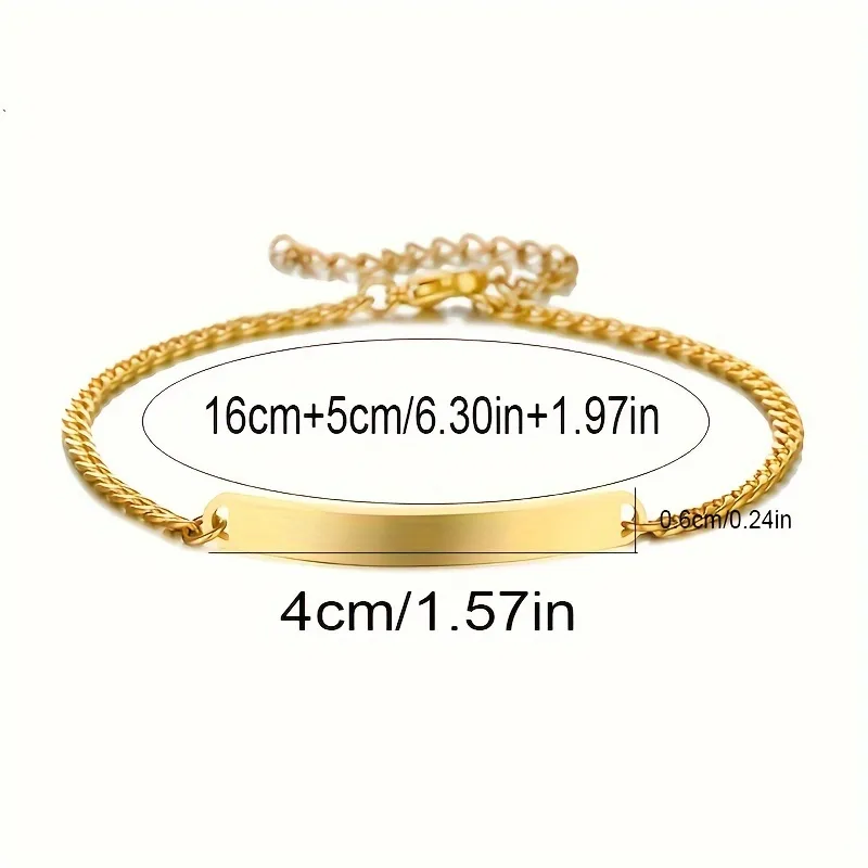 unisex Cuban Link Bracelet Custom Engraving - Image 3