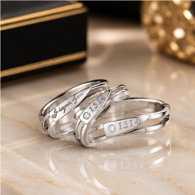 Stainless steel couple rings with 1314 love design